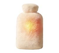 Hot Water Bottle - 2000 ml Long-Lasting Reusable Heat - Hand Warmer with Plush Cover, to Relieve Cramps and for Body, Hands, Feet, Stomach, Home, Office, Travel, Camping, Winter and Cold