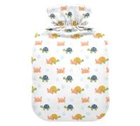 Hot Water Bottle, 2L Large Hot Water Bag with Soft Plush Cover Crab Turtle, Leak Proof Screw Plug Best for Winter Sports Outdoors Back Neck and Leg Cold Muscle Pain and Cramps