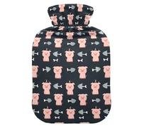 Hot Water Bottle, 2L Large Hot Water Bag with Soft Plush Cover Cute Pig, Leak Proof Screw Plug Best for Winter Sports Outdoors Back Neck and Leg Cold Muscle Pain and Cramps