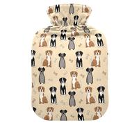 Hot Water Bottle, 2L Large Hot Water Bag with Soft Plush Cover Dog Bones, Leak Proof Screw Plug Best for Winter Sports Outdoors Back Neck and Leg Cold Muscle Pain and Cramps