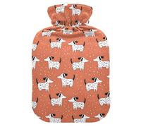 Hot Water Bottle, 2L Large Hot Water Bag with Soft Plush Cover Dot Dog, Leak Proof Screw Plug Best for Winter Sports Outdoors Back Neck and Leg Cold Muscle Pain and Cramps