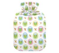 Hot Water Bottle, 2L Large Hot Water Bag with Soft Plush Cover Frog Bread, Leak Proof Screw Plug Best for Winter Sports Outdoors Back Neck and Leg Cold Muscle Pain and Cramps