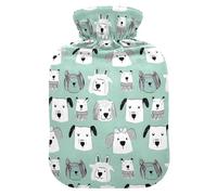 Hot Water Bottle, 2L Large Hot Water Bag with Soft Plush Cover Green Dog, Leak Proof Screw Plug Best for Winter Sports Outdoors Back Neck and Leg Cold Muscle Pain and Cramps