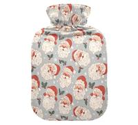 Hot Water Bottle, 2L Large Hot Water Bag with Soft Plush Cover Hand Drawn Santa, Leak Proof Screw Plug Best for Winter Sports Outdoors Back Neck and Leg Cold Muscle Pain and Cramps