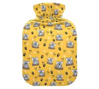 Hot Water Bottle, 2L Large Hot Water Bag with Soft Plush Cover Koala Footprint, Leak Proof Screw Plug Best for Winter Sports Outdoors Back Neck and Leg Cold Muscle Pain and Cramps
