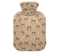 Hot Water Bottle, 2L Large Hot Water Bag with Soft Plush Cover Little Bear Love Wave, Leak Proof Screw Plug Best for Winter Sports Outdoors Back Neck and Leg Cold Muscle Pain and Cramps