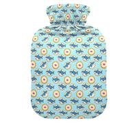 Hot Water Bottle, 2L Large Hot Water Bag with Soft Plush Cover Shark Cracker, Leak Proof Screw Plug Best for Winter Sports Outdoors Back Neck and Leg Cold Muscle Pain and Cramps