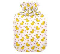 Hot Water Bottle, 2L Large Hot Water Bag with Soft Plush Cover Yellow Duck Love, Leak Proof Screw Plug Best for Winter Sports Outdoors Back Neck and Leg Cold Muscle Pain and Cramps