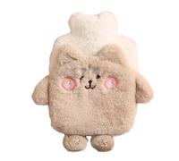 Hot Water Bottle 400ml Water Bag with Cute Fleece Cover for Cosy Nights Back Neck Waist Legs Bed Warm (Light Color Bear)