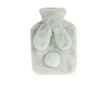 Hot Water Bottle 500/1000ml Hot Water Bottle Soft Cover Rabbit Shape Cute Warm Bag Keep in Winter Portable Hand Warmer Supplies(Gray 1000ML)