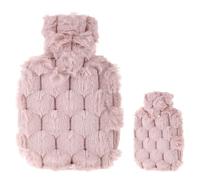 Hot Water Bottle, 500ml Small Hot Water Bottle with Cover, Warm Water Bag with Luxury Cosy Faux Fur Cover 2-in-1 Water Bag for Cold & Hot Compress Mini Hot-Water Bag for Women Seniors (Pink)