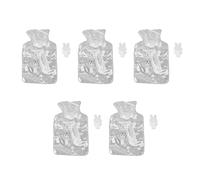 Hot Water Bottle Bag 5Pcs Thickened Explosion Proof PVC Leakage Proof Wide Mouth Warm Water Bag for Body Warmth and Comfort (Grey Cat Pattern)