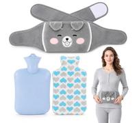 Hot Water Bottle Belt, 1L Wearable Wrap Around Bottle with Plush Cover | Includes a soft adjustable waist cover with hand pockets for cosy warmth across the abdomen, back, shoulders, neck and legs