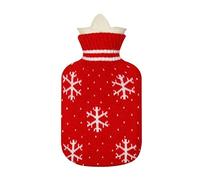 Hot Water Bottle Comfort Hot Water Bag with Snowflake Red Cover Soft Warm Bottle, for Pain Relief Back Neck Cosy Nights for Women Men(Rosso)