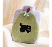 Hot Water Bottle, Cute Anima Plush Hot Water Bottle, 1.8L Cozy Leak-Resistant Hot Water Bag, Hot/Cold Dual-Use Portable Warmer for Adults Hand Feet Neck & Shoulder Pain Relief (Cat)