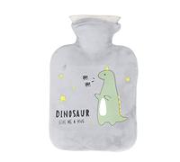 Hot Water Bottle Dinosaur Cartoon Thickened Leak Proof 500ml Warm Hot Water Bag for Muscle Soreness Treatment PVC Material Soft Comfortable Portable (Grey)