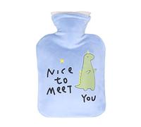 Hot Water Bottle Dinosaur Cartoon Thickened Leak Proof 500ml Warm Water Bag for Muscle Soreness Relief PVC Soft Portable (Blue)