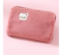 Hot Water Bottle Electric Charging Heating Rechargeable Heat Water Bag Rabbit Fur Soft Hand Warmer Warming Bag，Stress Relief，Premium Cute Cover。 (Color : Pink)