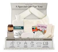 Hot Water Bottle Gift Set - White 1.5L Wrap Around Hot Water Bottle with Socks, Mug, Candle, Eye Mask, and Colouring Book with Pencil - Xmas Gifts for Women - Christmas Gifts for Her