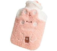 Hot Water Bottle, Hot and Cold Compress, Water Bag with Cosy Faux Cover, Soft Cover Protects Skin, Leak-Resistant Cap, 15x26cm, for Soothing Cramps Aches
