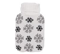 Hot Water Bottle Hot Water Bag Warm Water Bottle Large 2000ML with Soft Knitted Cover for Pain Relief Winter Warmth Natural Rubber Machine Washable (Snowflake)