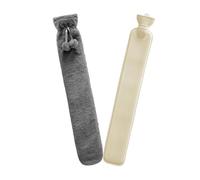 Hot Water Bottle Jsdoin Extra Long Hot Water Bottle with Super Soft Fleece Cosy Cover Large Hot Water Bottle Hand Feet Warmer, Neck and Shoulder Pain Relief, Grey
