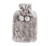 Hot Water Bottle Large 2L Hot Water Bottle Cover Skin Case Fluffy Rubber Faux Fur Warm Winter PVC Hand Bag(Light Grey)