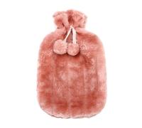 Hot Water Bottle Large 2L Hot Water Bottle Cover Skin Case Fluffy Rubber Faux Fur Warm Winter PVC Hand Bag(Pink)