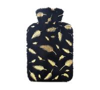 HOT Water Bottle,Large Hot Water Bag with Cover, 2 Litre,Fashy Hot Water Bottle with a Plush Cover of Feather Patterns,Hot Compress for Pain Relief, for Menstrual, Joint Pain,Hand and Feet