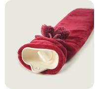 Hot Water Bottle Luxury Cranberry Flannel Fleece Long with Pompom Trim - Warmies