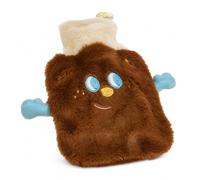 Hot Water Bottle, PVC, Manual-Fill, Dark Brown 800ml | Soft Exterior, Covered Bottle, Sore Muscle Soothing, For Office Workers