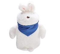 Hot Water Bottle Rubber Hot Water Bag Water Injection Bag Cute Plush Puppet Warm Hand Feet Warmer for Home Office Brown Rabbit White Rabbit Lint Rubber Material 35x31cm (White)