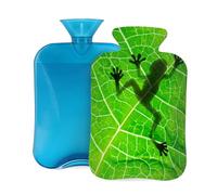 Hot Water Bottle Rubber with Soft Cover, Animal Frog Shadow Silhouette On The Leaf 2L Hot Water Bag for Pain Relief, Hot and Cold Therapy