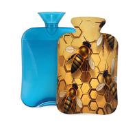 Hot Water Bottle Rubber with Soft Cover, Bee Hive 2L Hot Water Bag for Pain Relief, Hot and Cold Therapy