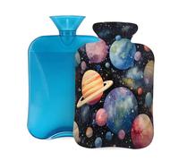 Hot Water Bottle Rubber with Soft Cover, Galaxy Outer Space Solar System Universe Starry Sky 2L Hot Water Bag for Pain Relief, Hot and Cold Therapy