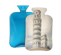 Hot Water Bottle Rubber with Soft Cover, Italian City Country 2L Hot Water Bag for Pain Relief, Hot and Cold Therapy