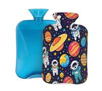 Hot Water Bottle Rubber with Soft Cover, Space Astronaut Outer Space Planets 2L Hot Water Bag for Pain Relief, Hot and Cold Therapy