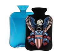 Hot Water Bottle Rubber with Soft Cover, United States USA Flag Eagle Art Print 2L Hot Water Bag for Pain Relief, Hot and Cold Therapy