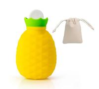 Hot Water Bottle Silicone Mini Leak-Proof Reusable Cold Hot Pack Microwave Safe Hand Warmer for Pain Relief Gift 320ml(Pineapple Yellow)