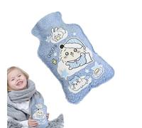 Hot Water Bottle, Small Hot Water Bottle - Animal Print Hot Pack - Foot and Hand Warmer Heated Pad, Plush Water Filled Hot Compress
