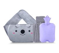Hot Water Bottle with 2 Pack Waist Cover, Warm Water Bag Rubber Winter Hot Water Pouch with Soft Plush Hand Waist Warmer Cover Hot Water Bag Baby Product (Grey with Cover)