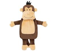 Hot Water Bottle with Animal Fleece Cover 1 or 2 Litre Capacity Natural Rubber Long Hot Water Bottle Plush Cute Animal Cover Cosy Gifts (Brown Monkey)