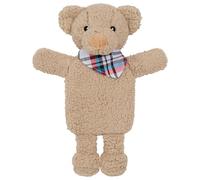 Hot Water Bottle with Animal Fleece Cover 1 or 2 Litre Capacity Natural Rubber Long Hot Water Bottle Plush Cute Animal Cover Cosy Gifts (Beige Teddy)