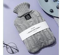 Hot Water Bottle with Cashmere Cover, 2 Liter Large Capacity, Easy to Carry, can Warm Hands, feet, and Stomach. (Color : Gray, Size : 1000ML)