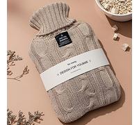 Hot Water Bottle with Cashmere Cover, 2 Liter Large Capacity, Easy to Carry, can Warm Hands, feet, and Stomach. (Color : Beige, Size : 1000ML)
