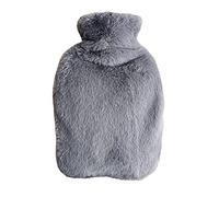 Hot Water Bottle with Cover, 1.0 L Hot Water Bottles with Plush Kangaroo Pocket, PVC Water Bag, Fluffy Hand Warmer, Hot Water Bag for Pain Relief, Hot Cold Therapy, Hand Foot Warmer, Dark Grey