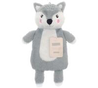 Hot Water Bottle with Cover 1 Litre - Fluffy Faux Fur Fleece Cover Durable Winter Warm - Natural Rubber- Adults and Kids Cute Animal Fleece Novelty Plush Hot Water Bag Cosy Gifts (Fox)