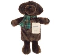 Hot Water Bottle with Cover 1 Litre - Fluffy Faux Fur Fleece Cover Durable Winter Warm - Natural Rubber- Adults and Kids Cute Animal Fleece Novelty Plush Hot Water Bag Cosy Gifts (Dog)