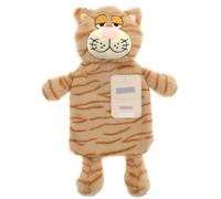 Hot Water Bottle with Cover 1 Litre - Fluffy Faux Fur Fleece Cover Durable Winter Warm - Natural Rubber- Adults and Kids Cute Animal Fleece Novelty Plush Hot Water Bag Cosy Gifts (Cat)