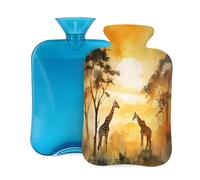 Hot Water Bottle with Cover 2L, African Grassland Giraffe Hot Water Bottles for Adults Warmer/Pain Relief